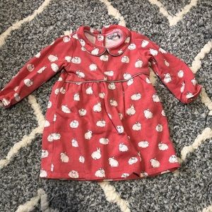 Baby Boden pink bunny sweatshirt dress 12-18 months